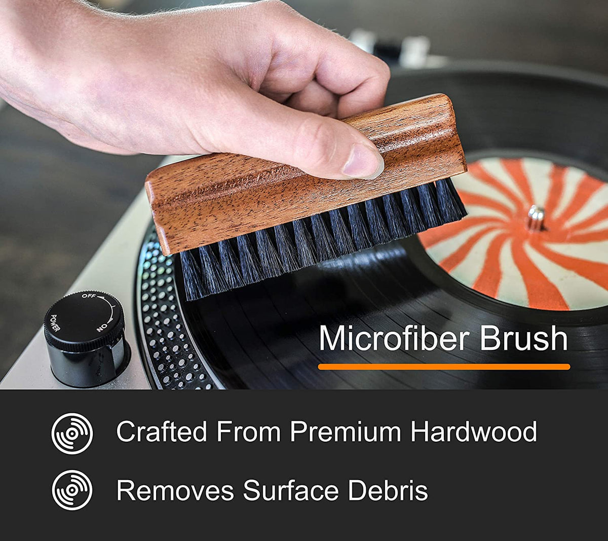 Complete Care Vinyl Record Cleaner Kit 2 Microfibre Cloths 200 Ml Fluid  Wooden Handle Velvet Brush Stylus Brush and Solution 